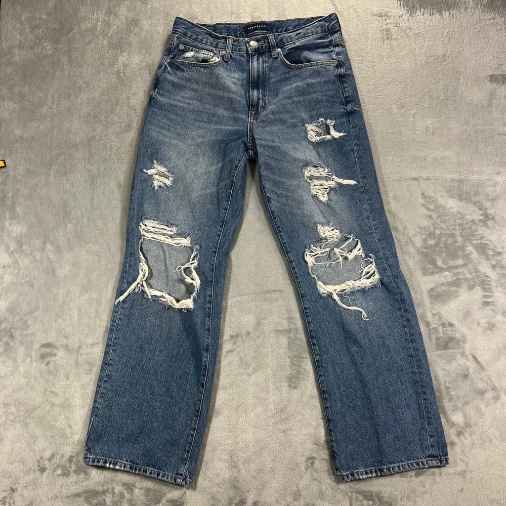 AEROPOSTALE Skater Jeans Womens 6R Blue Distressed Low‎ Rise Wide Leg 90s Casual